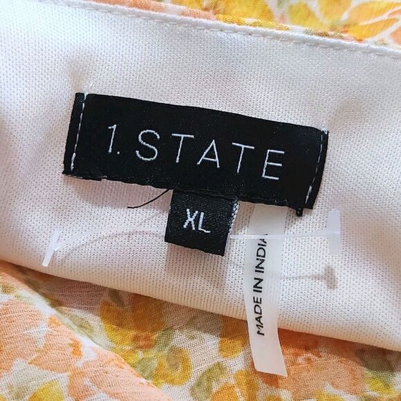 1. State Yellow Floral Tiered Blouson Flutter Sleeve Spring Dress XL. B13 - Picture 13 of 15